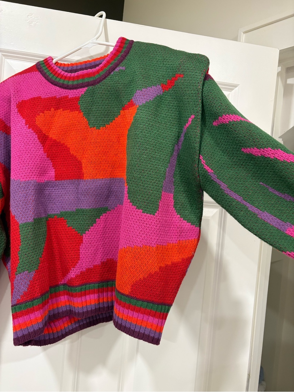 Farm Rio Colorblock Crewneck Sweater - Pink Multi - Picture 2 of 4